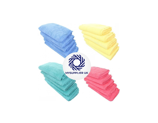 Premium Microfibre Cloths - 50 Cloths - Choose from Blue, Yellow, Pink, Green