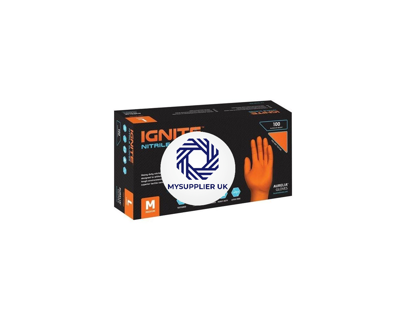 Aurelia Gloves Ignite Heavy Duty Orange Nitrile Gloves  10 boxes x 100 gloves (90 XL and XXL)